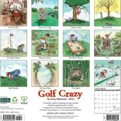 2025 Willow Creek Golf Crazy Cartoon 12" x 12" Monthly Wall Calendar (43141)