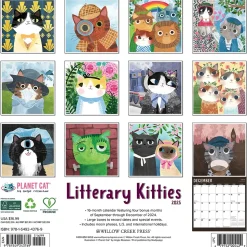 2025 Willow Creek Litterary Kitties 12" x 12" Monthly Wall Calendar (43769)
