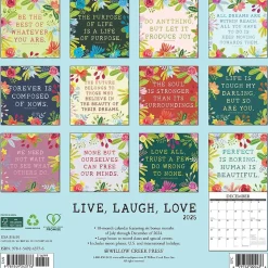 2025 Willow Creek Live, Laugh, Love Art 12" x 12" Monthly Wall Calendar (43776)