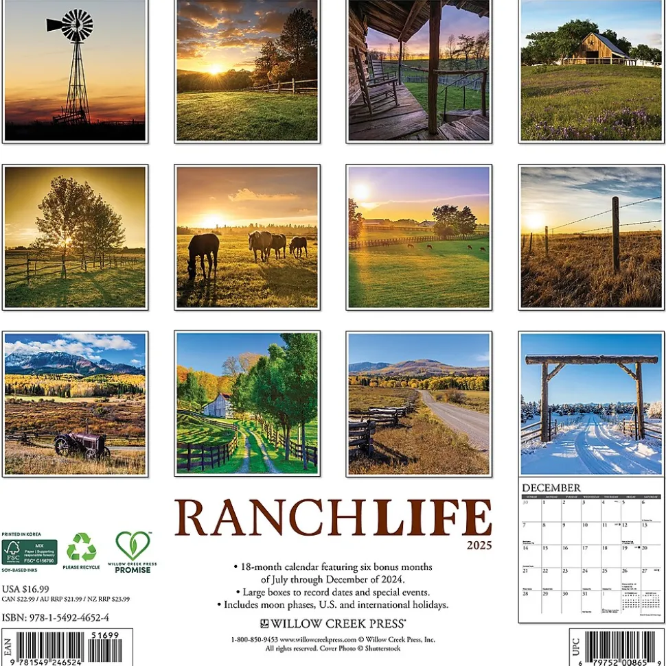 2025 Willow Creek RanchLife 2025 12" x 12" Yearly Wall Calendar (46524)