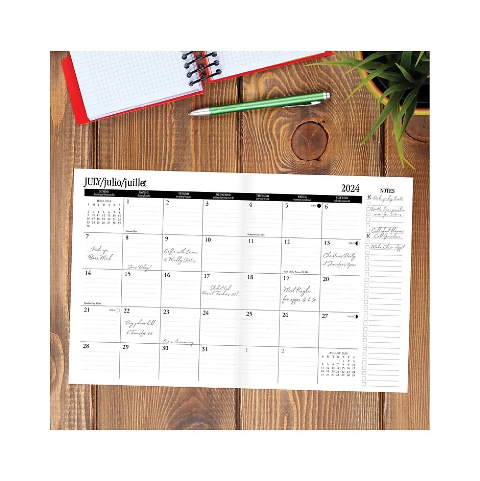 2024-2025 Willow Creek Succulents 7.5" x 9.5" Academic Monthly Planner, Paper Cover, Multicolor (47644)