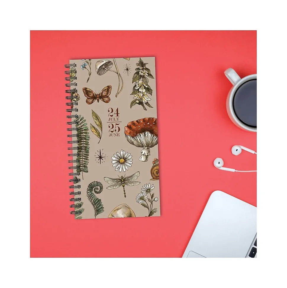 2024-2025 Willow Creek Woodland Mushrooms 3.5" x 6.5" Academic Weekly & Monthly Planner, Paper Cover, Multicolor (47712)