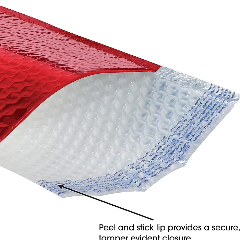 13" x 17.5" Glamour Bubble Mailer, Red, 100/Carton (GBM1317R)