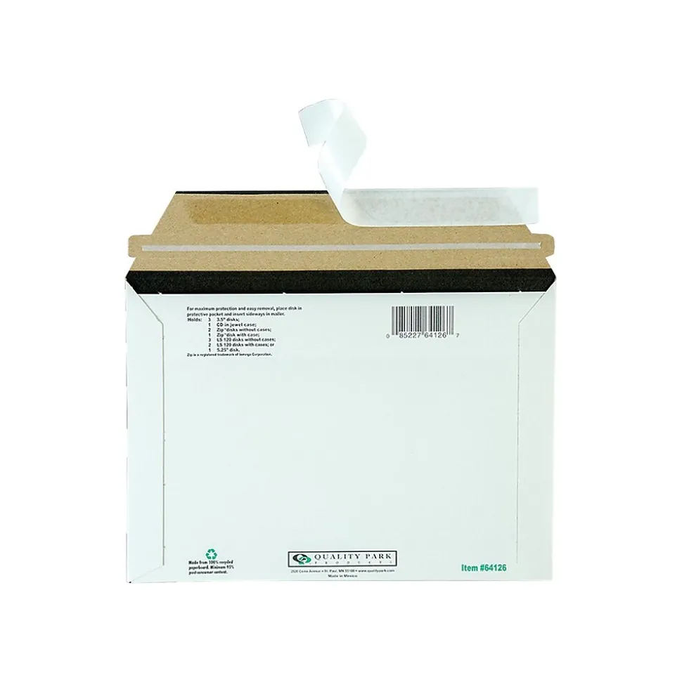 6" x 8.63" Peel & Seal Fiberboard Mailers, CD/DVD, 25/Box (QUA64126)
