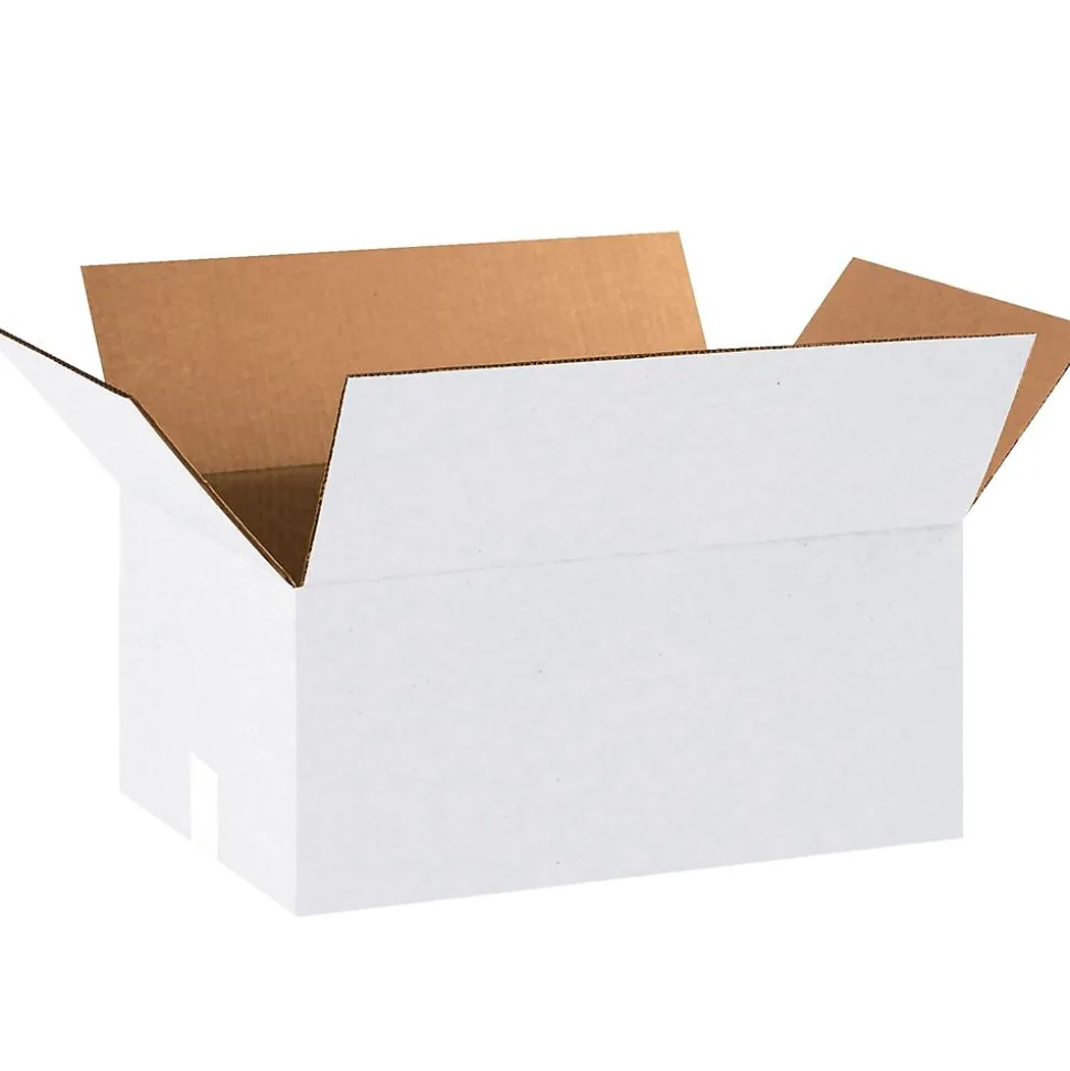 18" x 12" x 8" Kraft Corrugated Boxes, White, 25/Bundle (18128W)