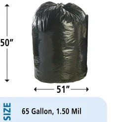 AbilityOne Envision 65 Gallon Industrial Trash Bag, 50" x 51", Low Density, 1.5 mil, Brown/Black, 100 Bags/Box (8105013862428)