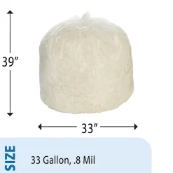 AbilityOne Envision LLDPE 33 Gallon Industrial Trash Bag, 33" x 39", Low Density, 0.8 mil, Clear, 250 Bags/Box (8105015171353)