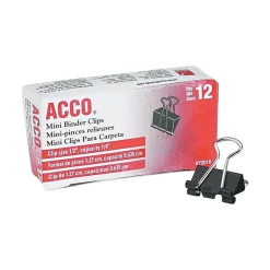 ACCO Binder Clips, Mini, Black, Dozen (A7072010)