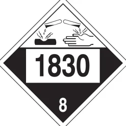 Accuform 4-Digit DOT Placard, "1830" Hazard Class 8 , 10.75" x 10.75", Adhesive Vinyl, 25/Pack (MPL781VS25)