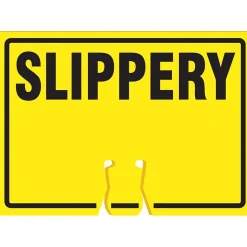 Accuform Traffic Cone Top Warning Sign, SLIPPERY, 10" x 14", Plastic (FBC729)