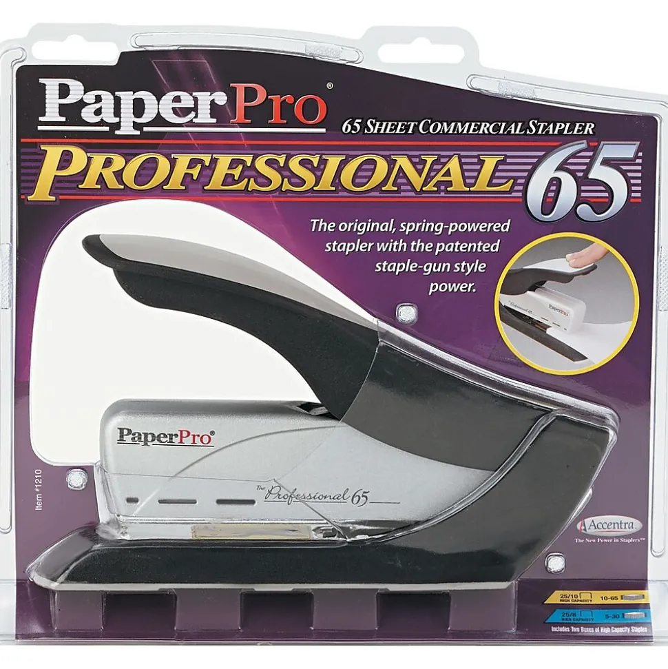 ACI PaperPro™ High Capacity Stapler, Fastening Capacity 65 Sheets, Black/Silver (1210)