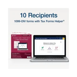 Adams 2024 1099-DIV Tax Form with Access to Adams Tax Forms Helper, 4-Part, 2-Up, Copy A, 1, B, 2, 10/Pack (STAX5DV-24)