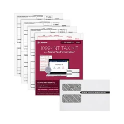 Adams 2024 1099-INT Tax Form with Self-Seal Envelope, 4-Part, 2-Up, Copy A, 1, B, 2, 12/Pack