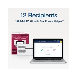 Adams 2024 1099-MISC Tax Form with Self-Seal Envelopes and Adams Tax Forms Helper, 4-Part, 2-Up, Copy A, 1, B, 2, 12/Pack