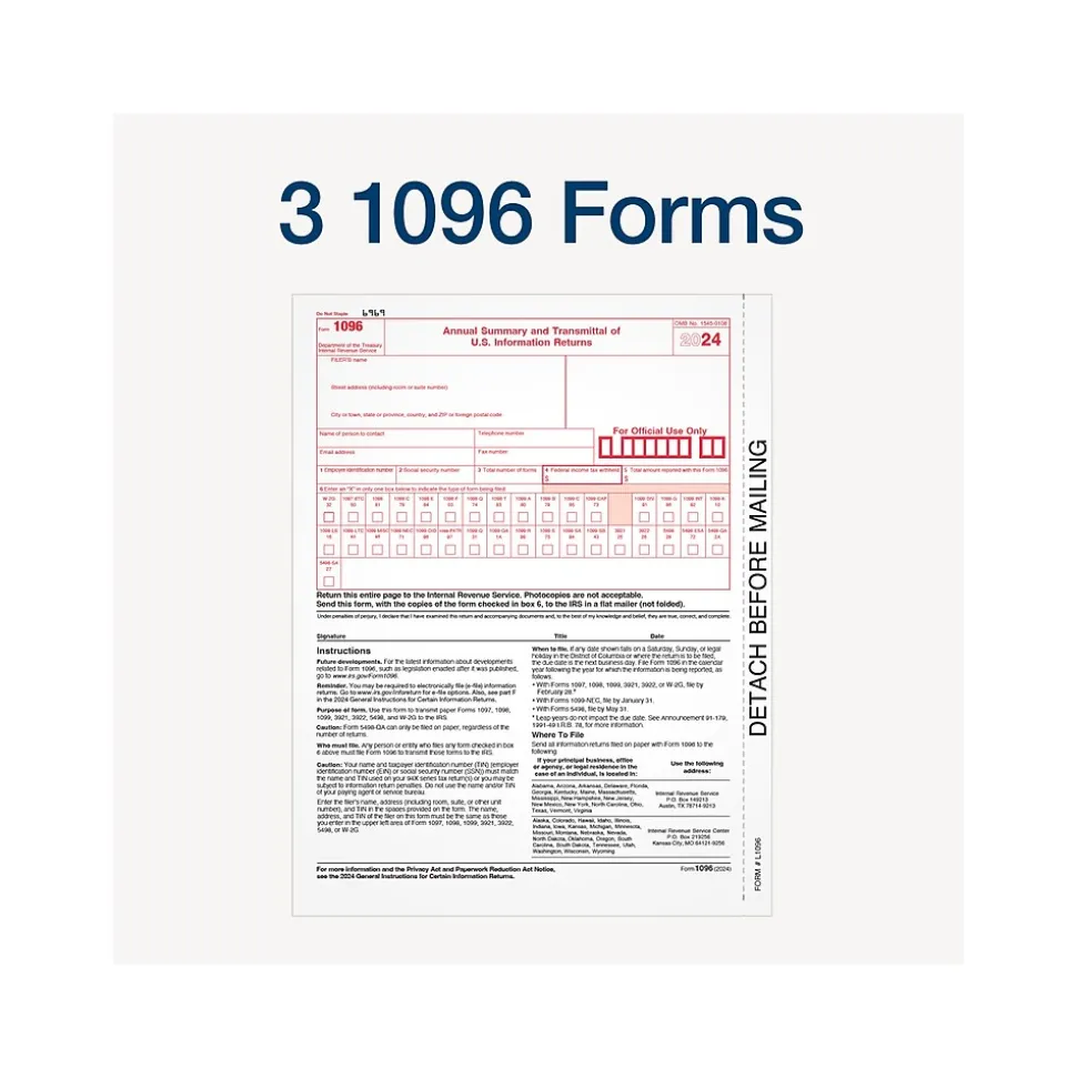 Adams 2024 1099-MISC Tax Form with e-files and Access to Adams Tax Forms Helper, 4-Part, 2-Up, Copy A, 1, B, 2, 24/Pack