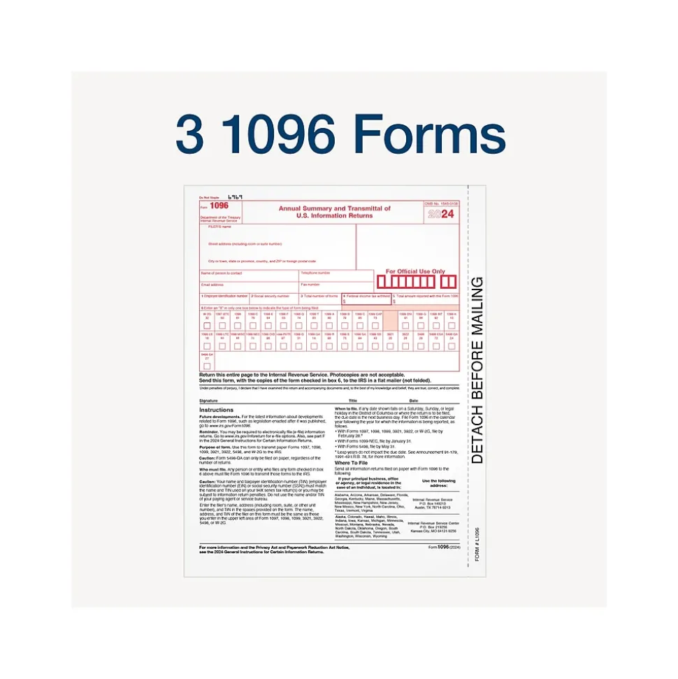 Adams 2024 1099-NEC Tax Form with e-files and Access to Adams Tax Forms Helper, 4-Part, 3-Up, Copy A, 1, B, 2, 24/Pack