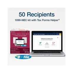 Adams 2024 1099-NEC Tax Form with 10 e-files, 4-Part, 3-Up, Copy A, 1, B, 2, 50/Pack (STAX550NEC-24)