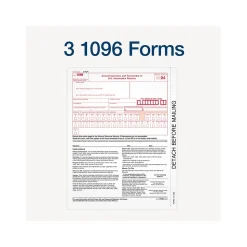 Adams 2024 1099-NEC Tax Form with Self-Seal Envelope, 4-Part, 3-Up, Copy A, 1, B, 2, 12/Pack (STAX512NEC-24)