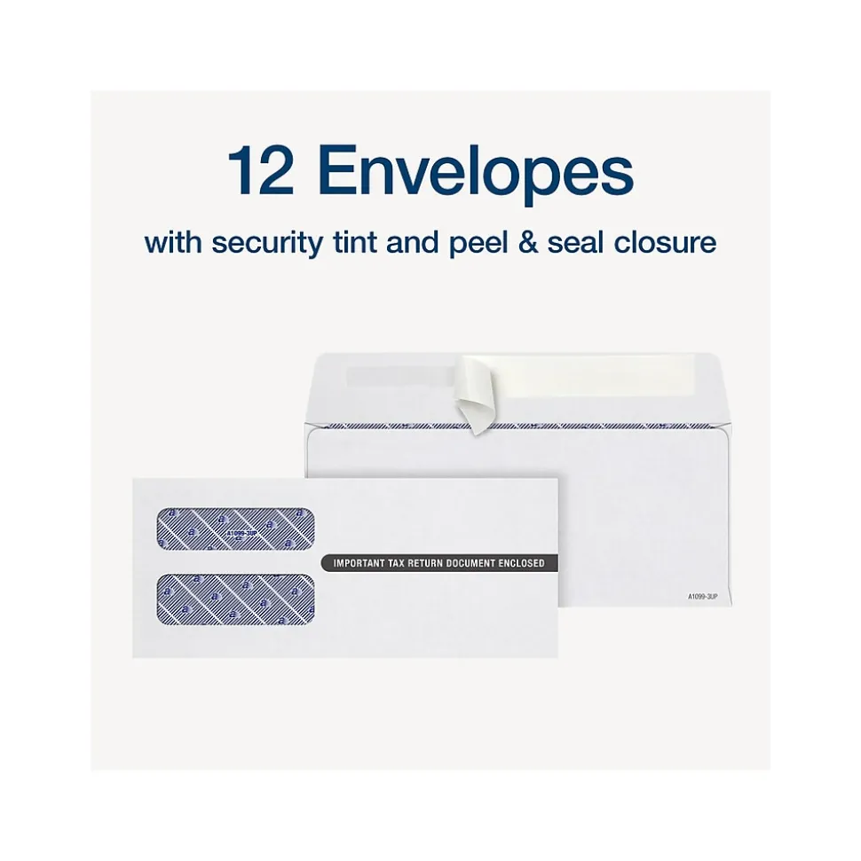 Adams 2024 1099-NEC Tax Form with Self-Seal Envelope, 4-Part, 3-Up, Copy A, 1, B, 2, 12/Pack (STAX512NEC-24)