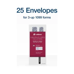 Adams 2024 Self-Seal Security-Tinted Double-Window 1099 Tax Envelope, 8.75" x 3.75", White, 25/Pack (STAX3-24)