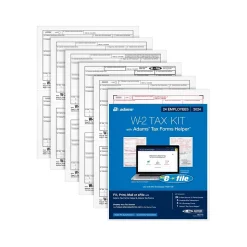 Adams 2024 W-2 Tax Form with W-3 Forms, e-files, and Access to Tax Forms Helper, 6-Part, 2-Up, Copy A, 1, B, C, 2, D, 24/Pack
