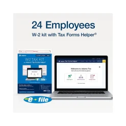 Adams 2024 W-2 Tax Form with W-3 Forms, e-files, and Access to Tax Forms Helper, 6-Part, 2-Up, Copy A, 1, B, C, 2, D, 24/Pack