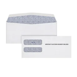 Adams Gummed W-2 Double Window Envelope, 3 7/8" x 8 1/4", White, 100/Pack (DW3ALT100)