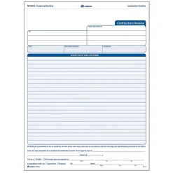 Adams 3-Part Carbonless Contractors Invoice Forms, 8.5"W x 11.44"L, 100/Pack (ABF NC3822)