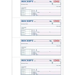 Adams 3-Part Carbonless Receipt Book, 10.88" x 7.63", 100 Sets/Book (TC1182)