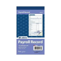 Adams 2-Part Employee Payroll Record Book, Each (ABF D4743)