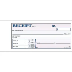 Adams Receipt Book, 7.19"W x 2.75"L, White/Canary, 250 Sets/Pack (DC2701)