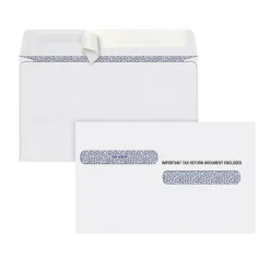 Adams Self Seal Security Tinted Double Window W-2 Tax Form Envelope, White, 100/Pack (DW4ALTPS100)