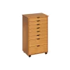 Adeptus 40.28" Solid Pine Roll Cart with 8 Drawers, Medium Pine (76154)