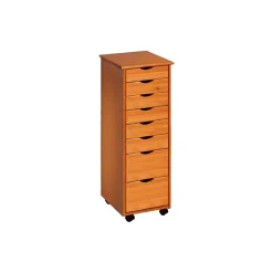 Adeptus 40.28" Solid Pine Roll Cart with 8 Drawers, Medium Pine (76156)