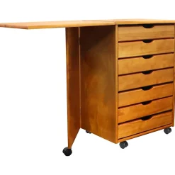 Adeptus Drop Leaf 7-Drawer Vertical File Cabinet, Mobile, Specialty, Medium Pine, 15