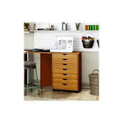 Adeptus Drop Leaf 7-Drawer Vertical File Cabinet, Mobile, Specialty, Medium Pine, 15