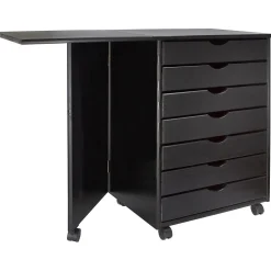 Adeptus Drop Leaf 7-Drawer Lateral File Cabinet, Mobile, Specialty, Matte Black, 21.4