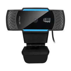 Adesso CyberTrack HD 1920x1080 Webcam, 2.1 Megapixels, Black/Blue (CYBERTRACKH5-TAA)