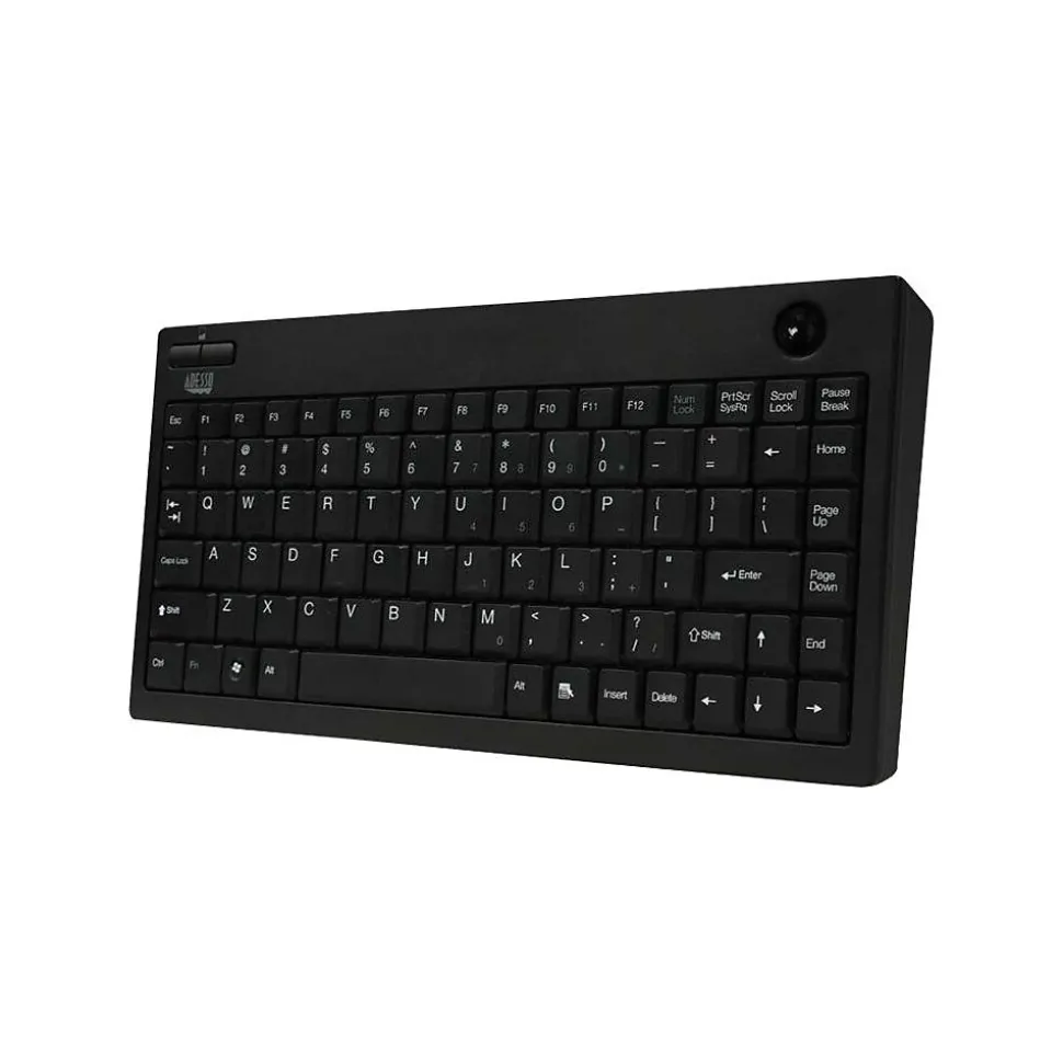 Adesso EasyTouch Mini Trackball Wired Keyboard, Black (AKB-310UB)