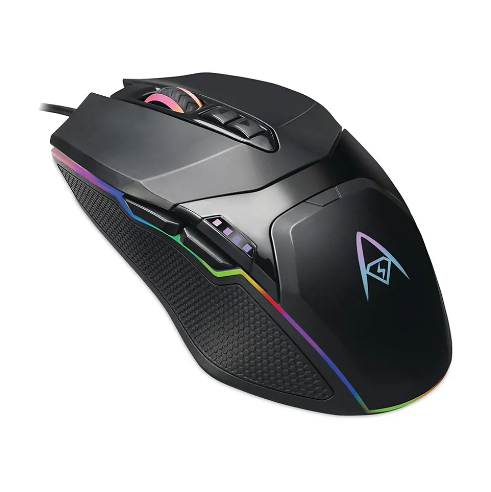 Adesso iMouse X5 Illuminated Seven-Button Gaming Mouse, USB 2.0, Left/Right Hand Use, Black