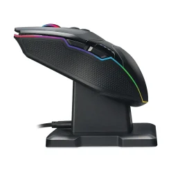 Adesso iMouse X50 Series Gaming Mouse with Charging Cradle, 2.4 GHz Frequency/33 ft Wireless Range, Left/Right Hand Use, Black