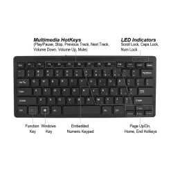 Adesso SlimTouch Mini Wired Gaming Keyboard, Black (AKB-111UB)