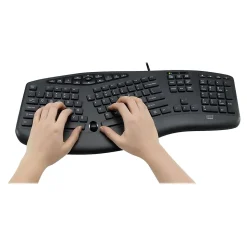 Adesso Tru-Form Media Ergonomic Keyboard, Black (AKB-160UB)