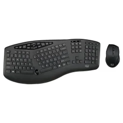 Adesso Tru-Form Media Wireless Ergonomic Keyboard and Optical Mouse Combo, Black (WKB-1600CB)