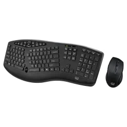 Adesso Tru-Form Media Wireless Ergonomic Keyboard and Optical Mouse Combo, Black (WKB-1600CB)