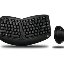 Adesso Tru-Form Wireless Ergonomic Keyboard and Optical Mouse Combo, Black (WKB-1150CB)