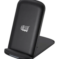 Adesso 10W Max Qi-Certified 2-Coil Foldable Wireless Charging Stand for Qi Capable Devices, Black (AUH-1020)