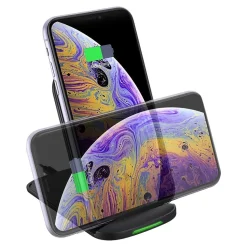 Adesso 10W Max Qi-Certified 2-Coil Foldable Wireless Charging Stand for Qi Capable Devices, Black (AUH-1020)