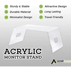 AdirHome Acrylic Laptop/Monitor Stand, Clear (516-CLR)