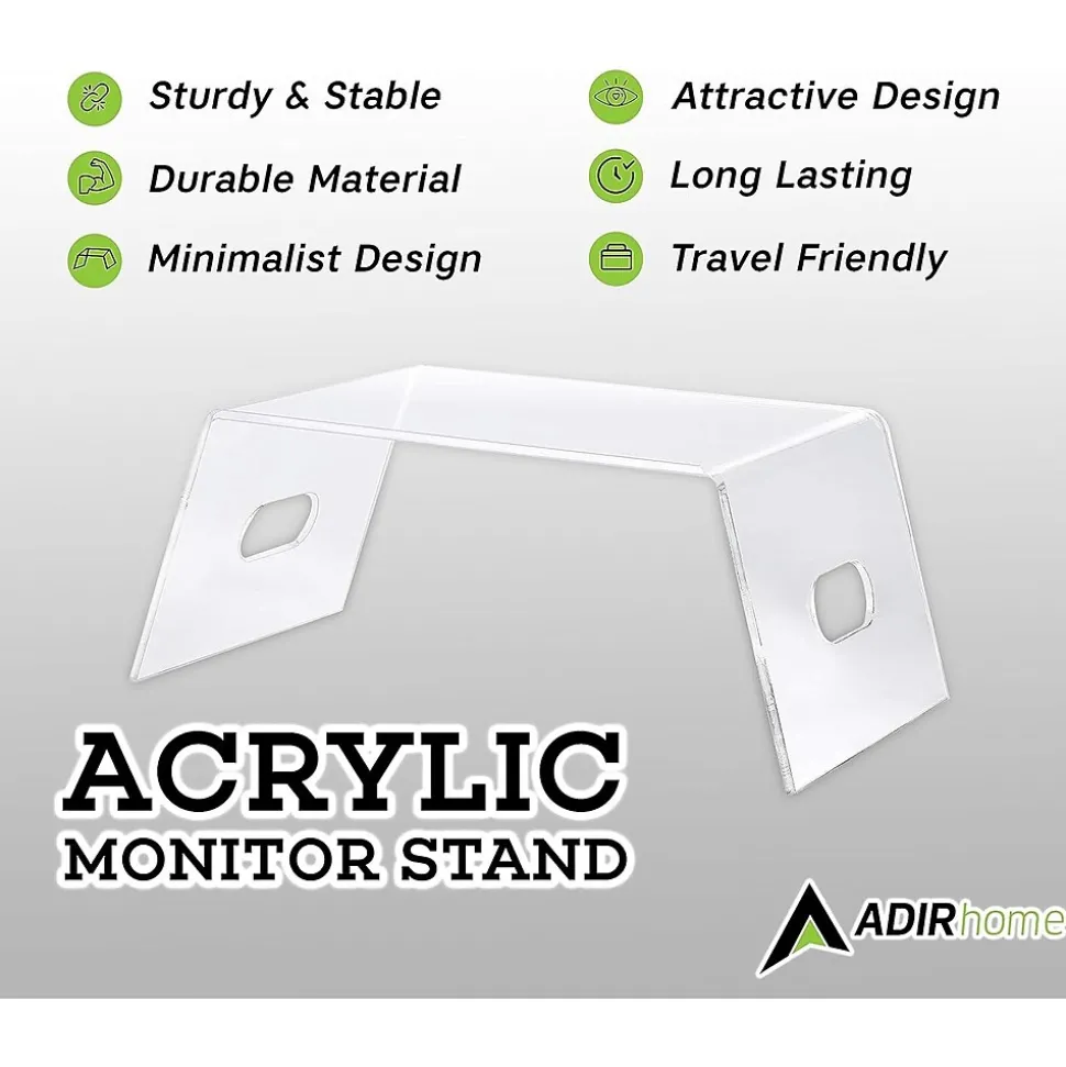 AdirHome Acrylic Laptop/Monitor Stand, Clear (516-CLR)